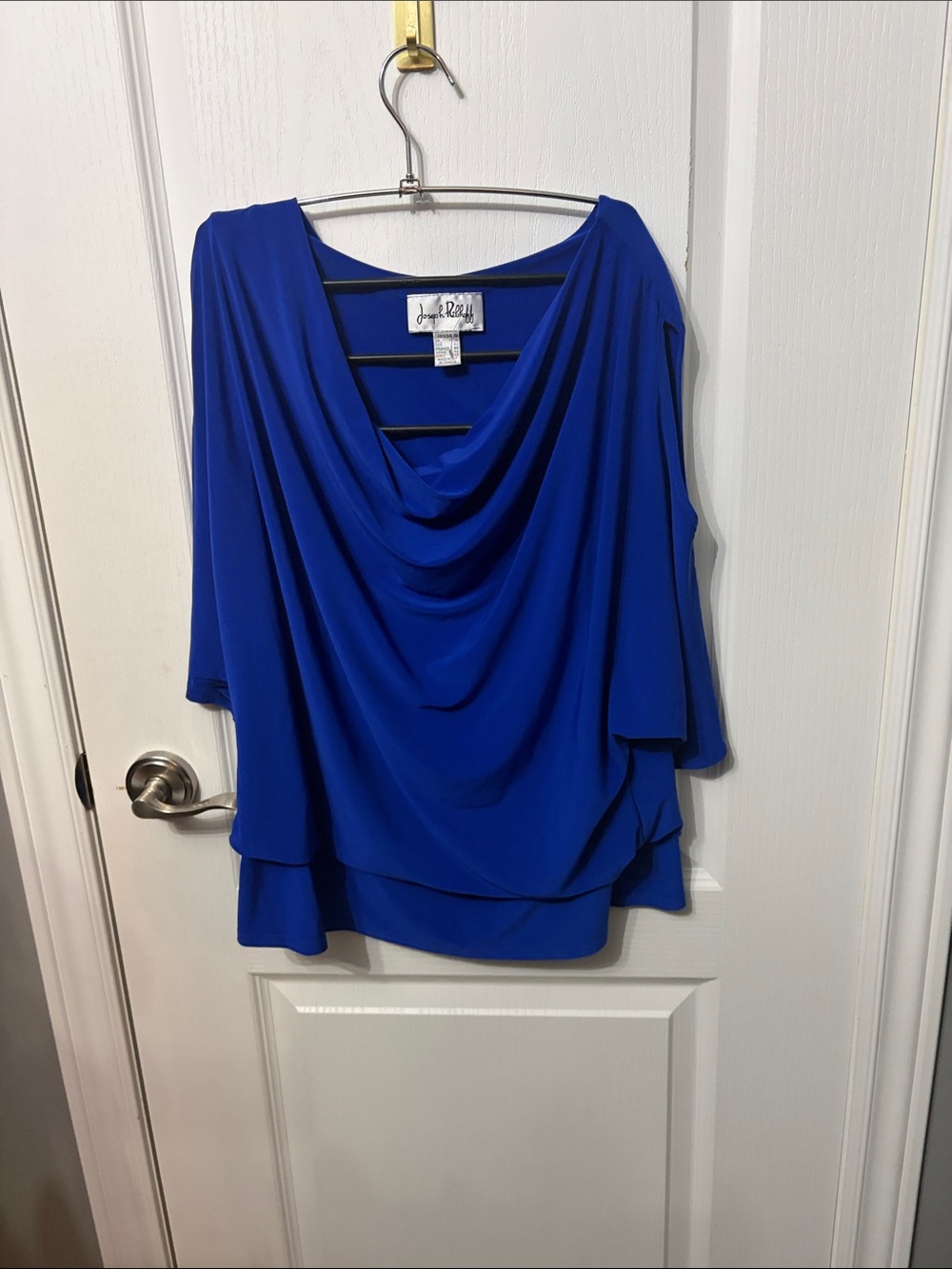 Joseph Ribkoff Draped Cowl Neck Top - Royal Blue -